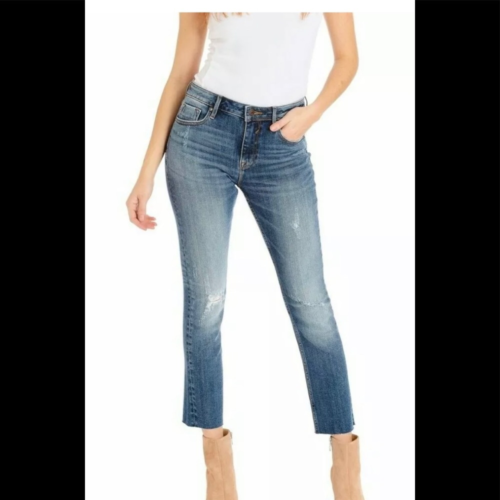 Women Vigoss Stevie Mid Rise Crop Raw Hem Straight